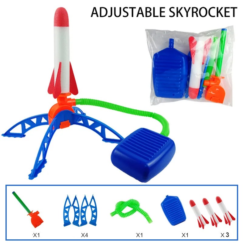 Kids Outdoor Jumping Toys - Wyrzutnia Rakiet Powietrznych z Pompką Nożną,