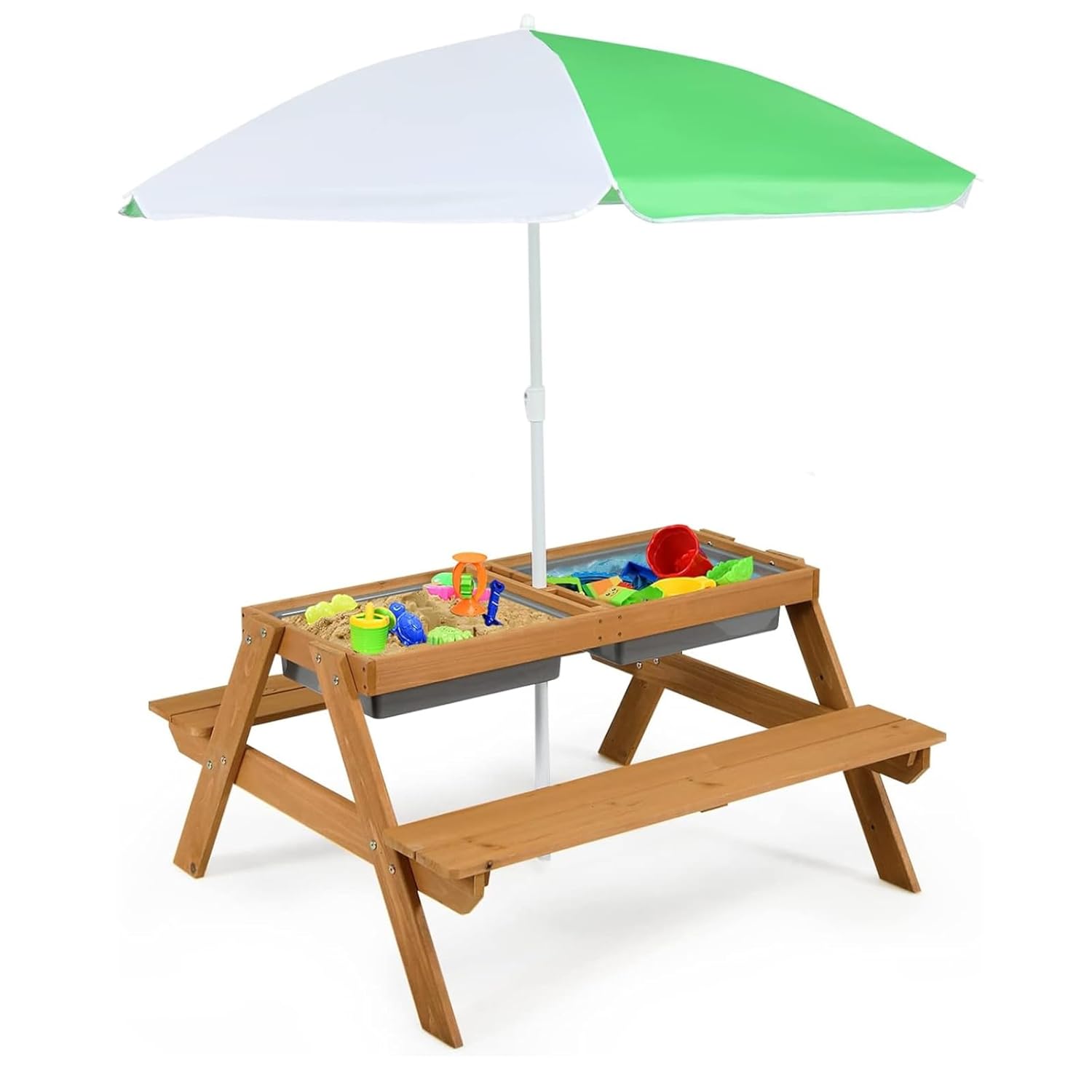 Kids Outdoor Table With Umbrella - Stolik piknikowy dla dzieci 4w1 z