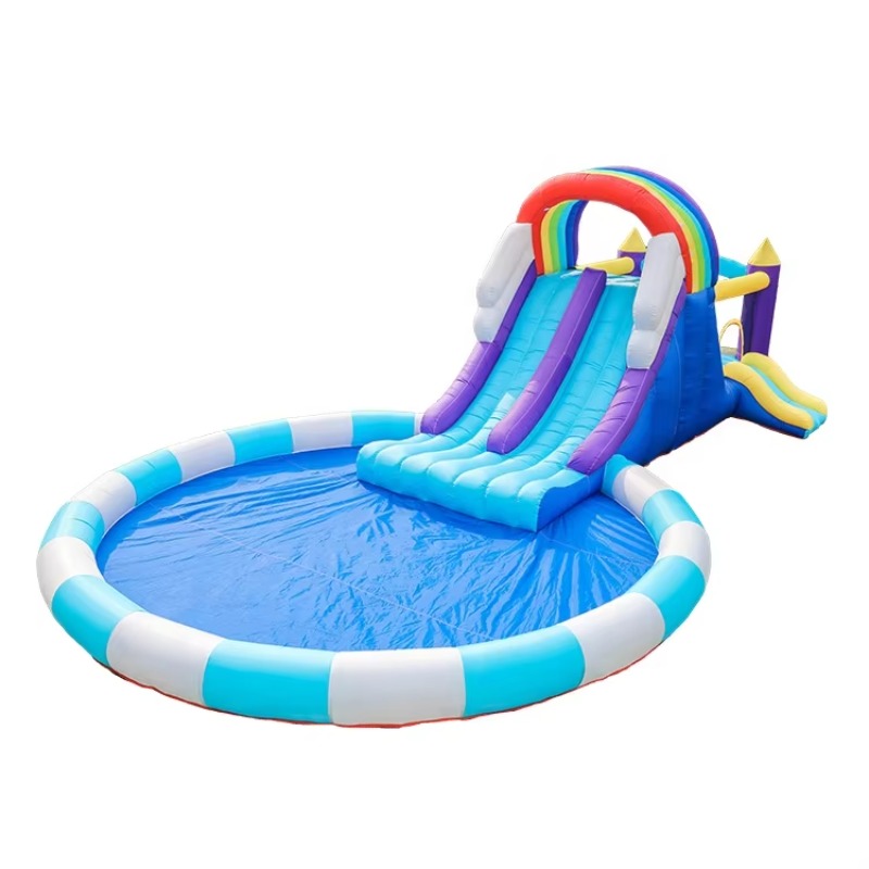 Kids Outdoor Inflatable - Ogromna tęczowa dmuchana zjeżdżalnia wodna dla
