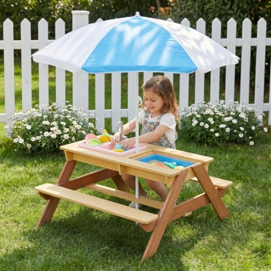 Kids Outdoor Table With Umbrella - Stolik piknikowy dla dzieci na zewnątrz