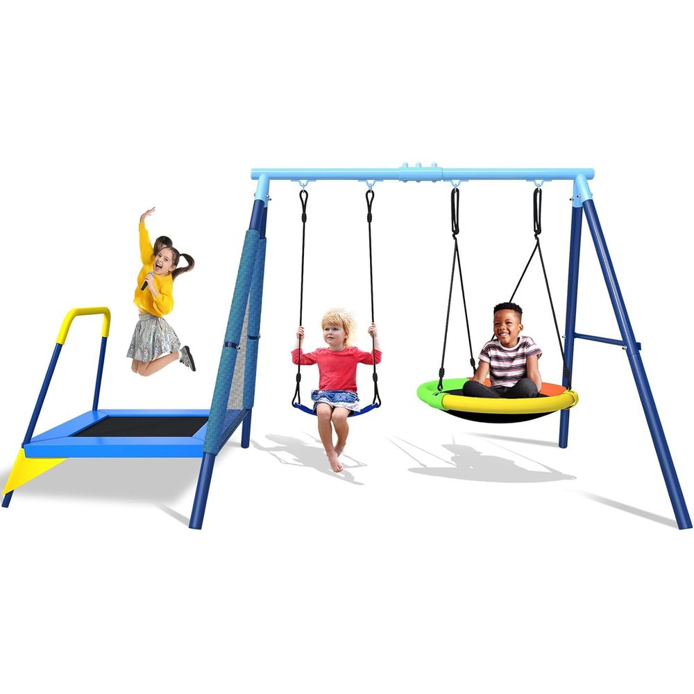 Kids Outdoor Zone - Huśtawka dla dzieci 3w1 z tkaniną