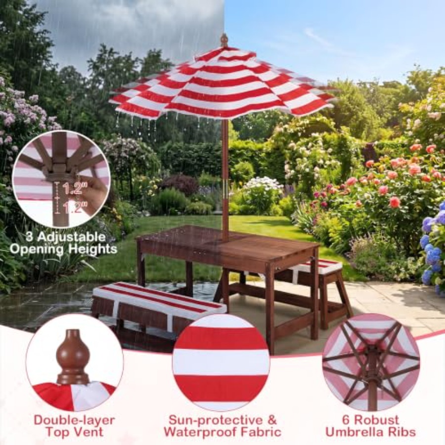 Kids Outdoor Wooden Table - Drewniany stolik piknikowy dla dzieci do