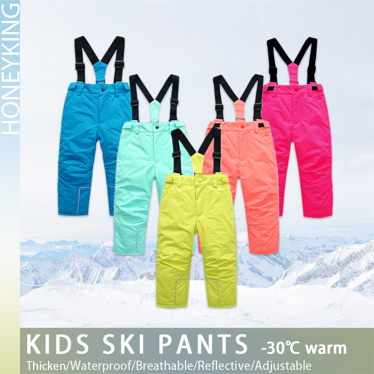 Kids Outdoor Overalls - HONEYKING dziecięce spodnie narciarskie zimowe zewnętrzne