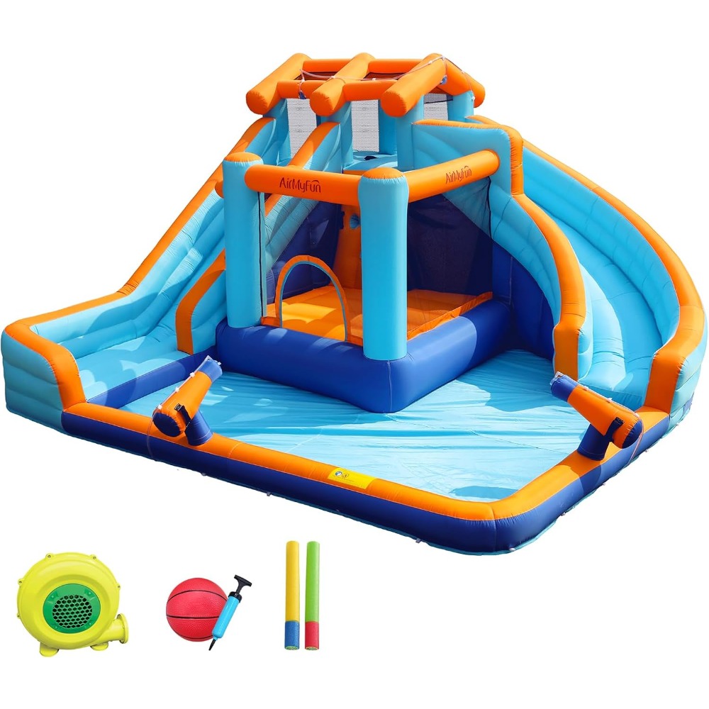 Kids Outdoor Inflatable - Duży dmuchany zamek z wodną zjeżdżalnią,