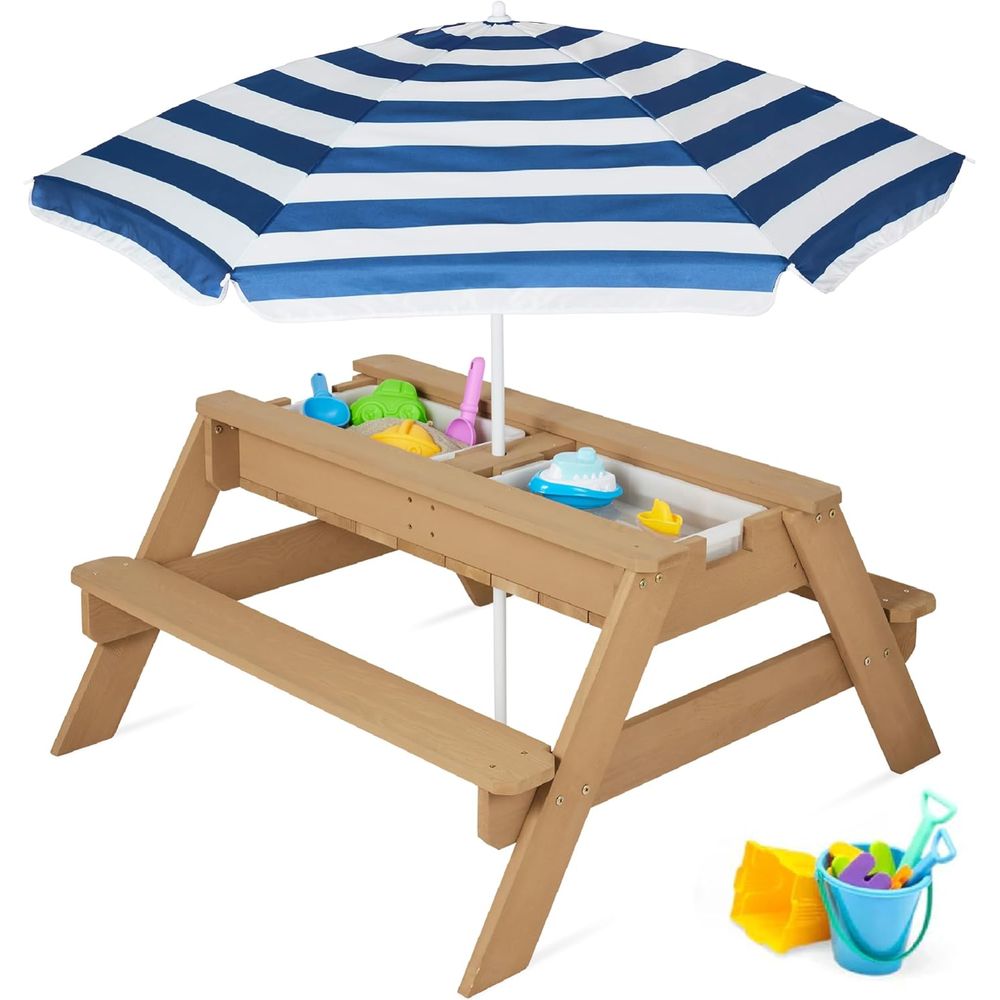 Kids Outdoor Table With Umbrella - Stolik piknikowy dla dzieci z parasolem,