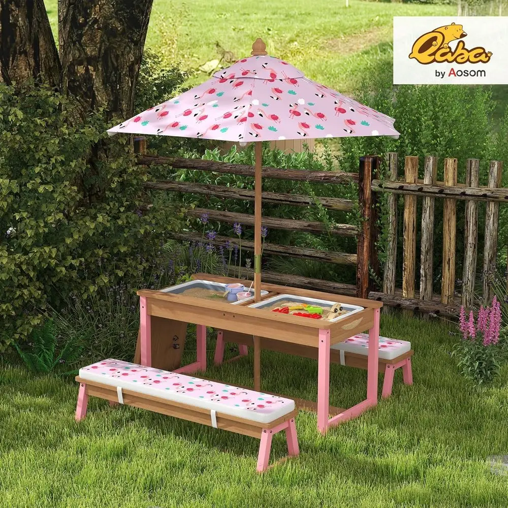 Drewniany zestaw stołków pikni – Kids Outdoor Table With Umbrella recenzja i cena