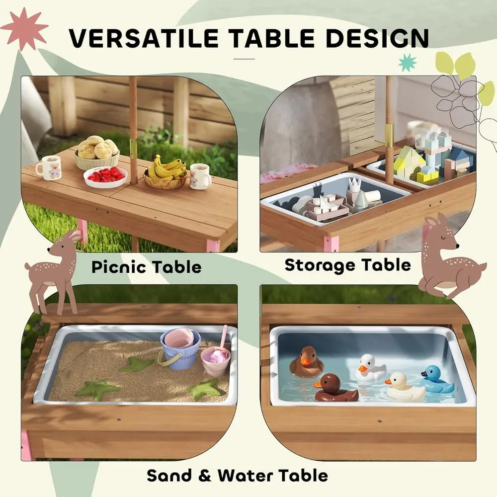 Drewniany zestaw stołków pikni – Kids Outdoor Table With Umbrella recenzja i cena