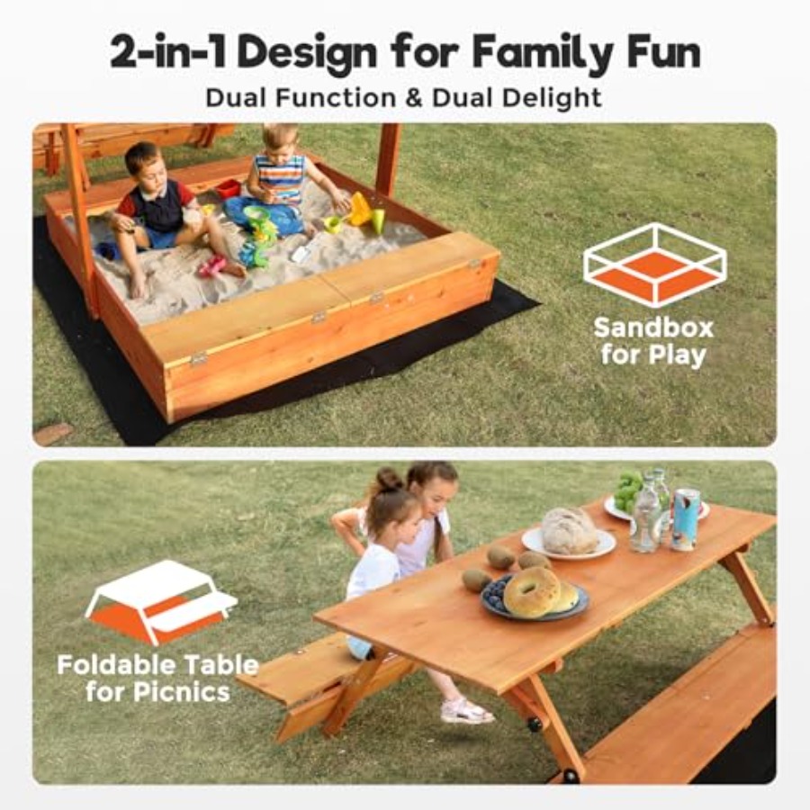 Drewniany piaskownica dla dzie – Kids Outdoor Wooden Table recenzja i cena