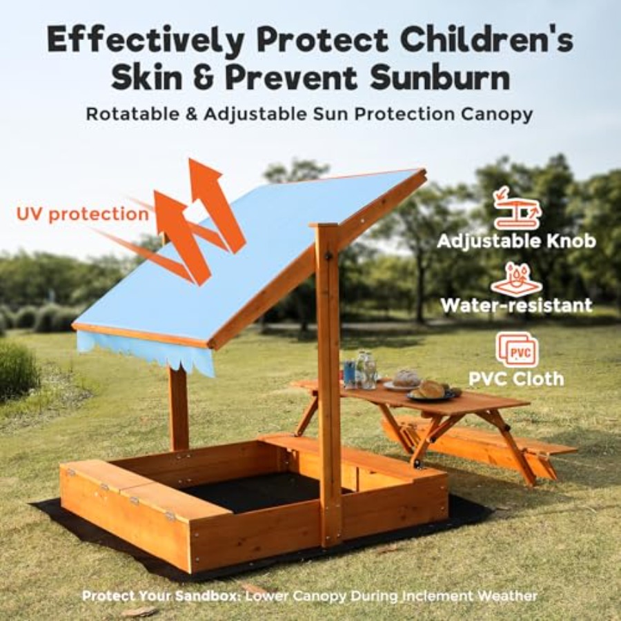 Drewniany piaskownica dla dzie – Kids Outdoor Wooden Table recenzja i cena