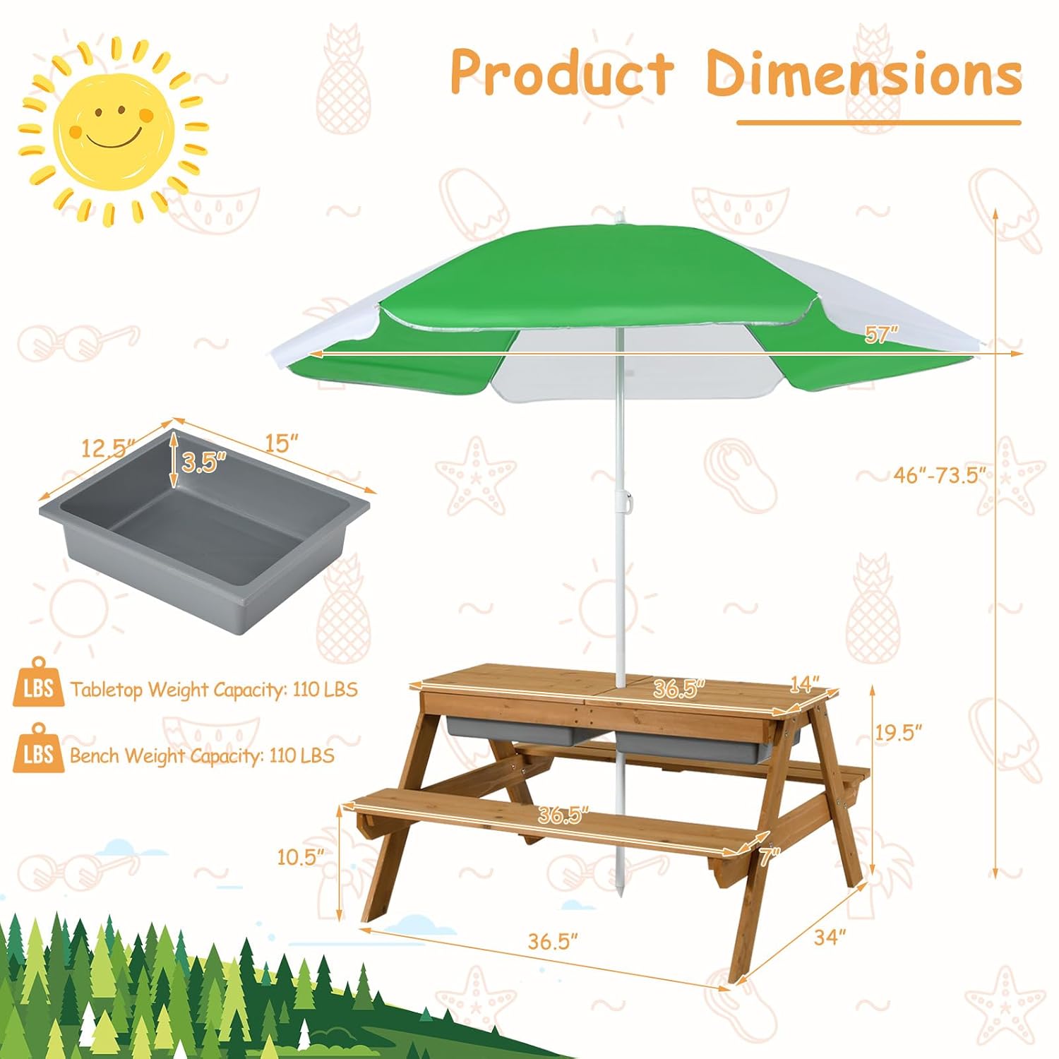 Stolik piknikowy dla dzieci 4w – Kids Outdoor Table With Umbrella recenzja i cena
