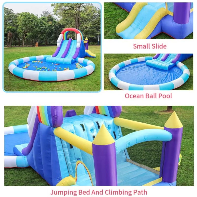 Ogromna tęczowa dmuchana zjeżd – Kids Outdoor Inflatable recenzja i cena
