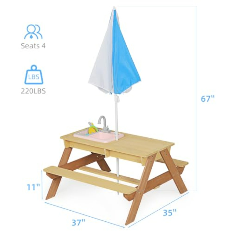 Stolik piknikowy dla dzieci na – Kids Outdoor Table With Umbrella recenzja i cena