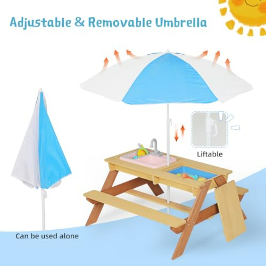 Stolik piknikowy dla dzieci na – Kids Outdoor Table With Umbrella recenzja i cena
