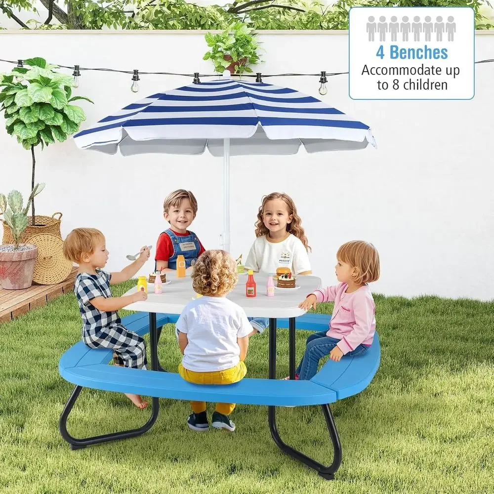 Stół piknikowy dla 8 osób z pa – Kids Outdoor Table With Umbrella recenzja i cena
