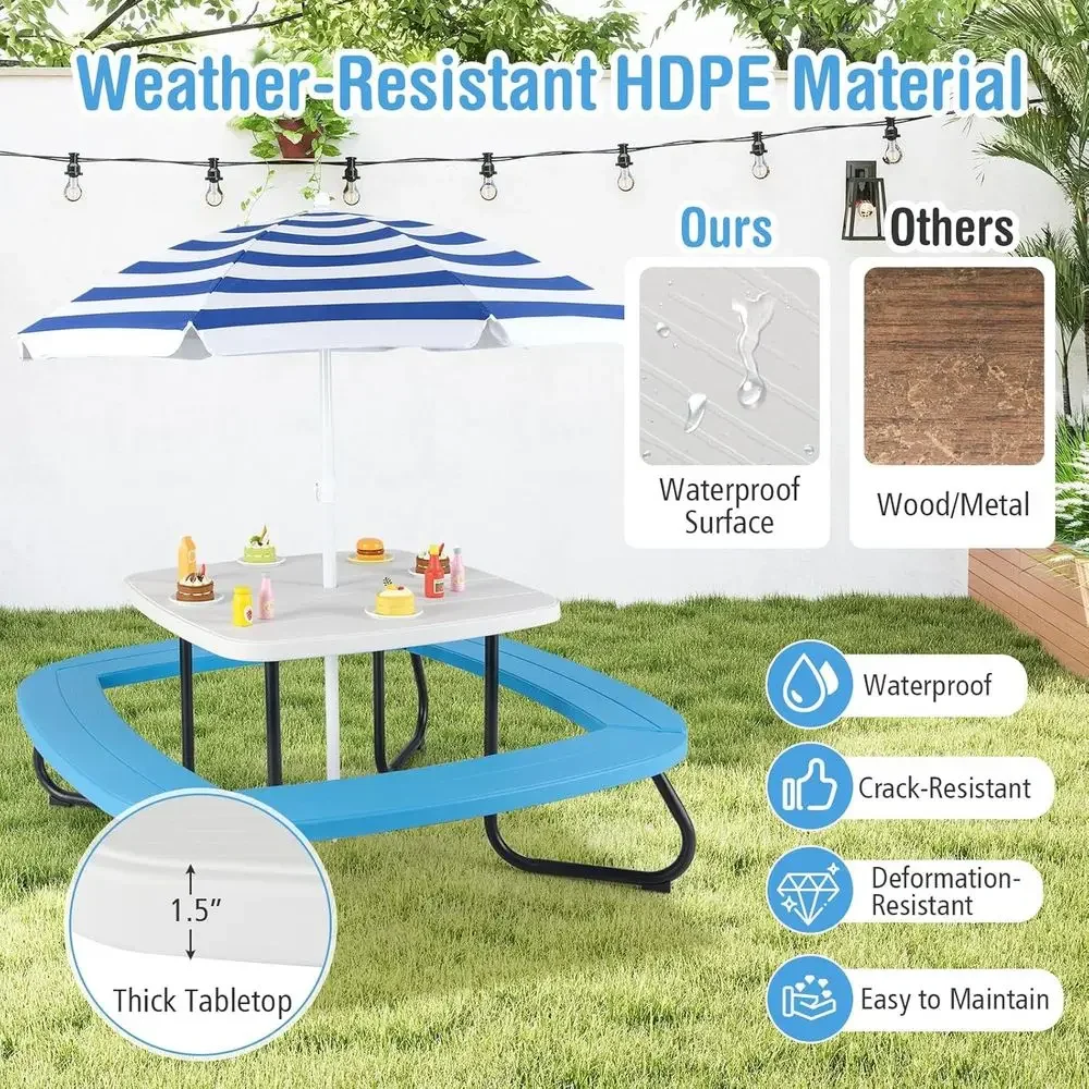 Stół piknikowy dla 8 osób z pa – Kids Outdoor Table With Umbrella recenzja i cena