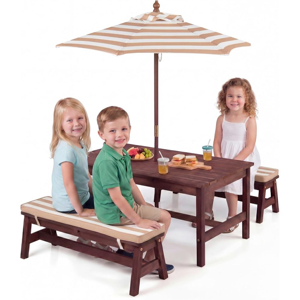 Stół piknikowy dla dzieci, duż – Kids Outdoor Table With Umbrella recenzja i cena