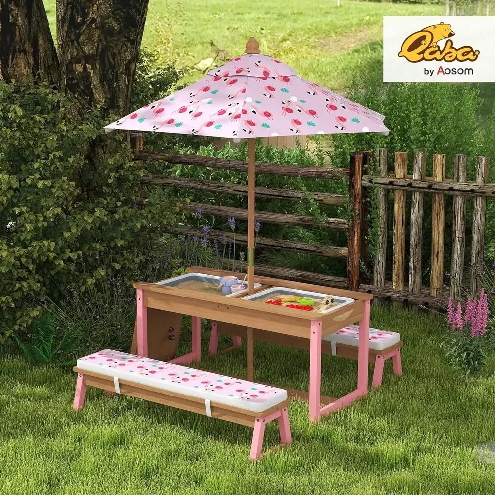 Drewniany zestaw stołków pikni – Kids Outdoor Table With Umbrella recenzja i cena