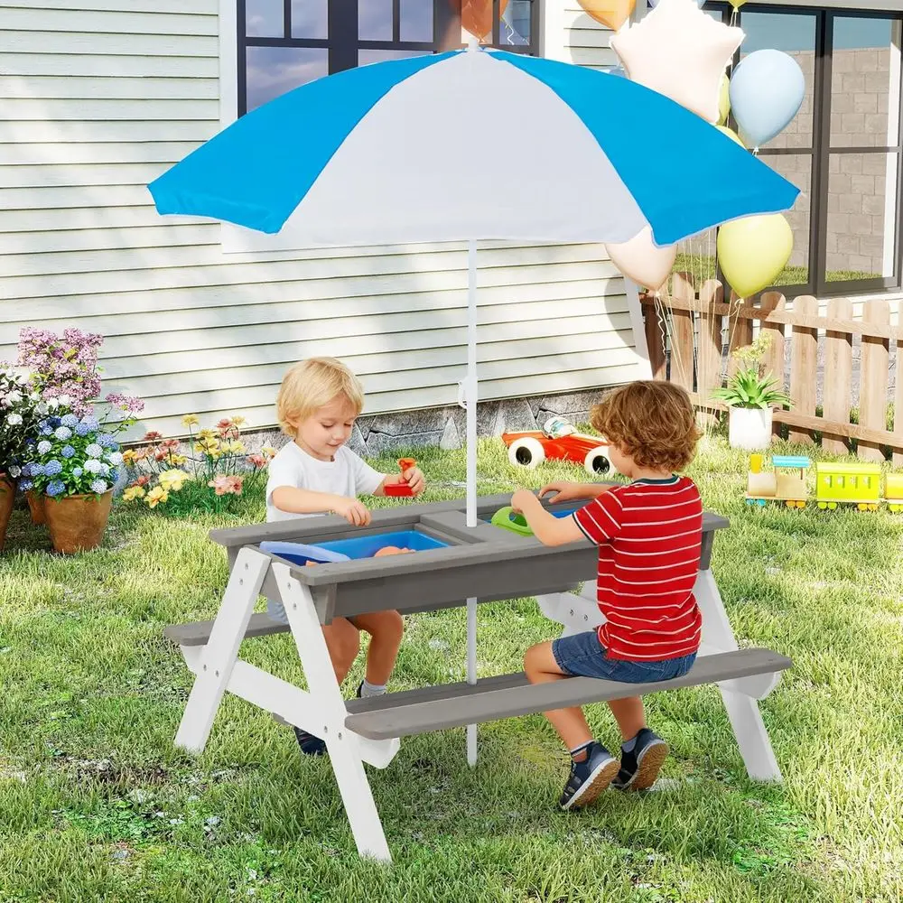 Konwertowalny drewniany stolik – Kids Outdoor Table With Umbrella recenzja i cena