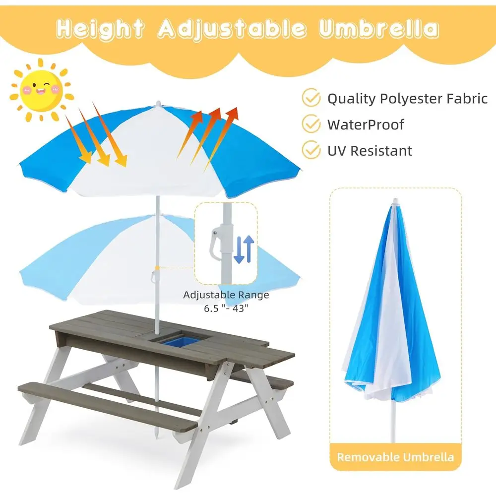 Konwertowalny drewniany stolik – Kids Outdoor Table With Umbrella recenzja i cena