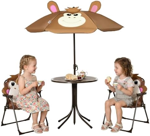 Zestaw stolik i krzesełki dla  – Kids Outdoor Table With Umbrella recenzja i cena
