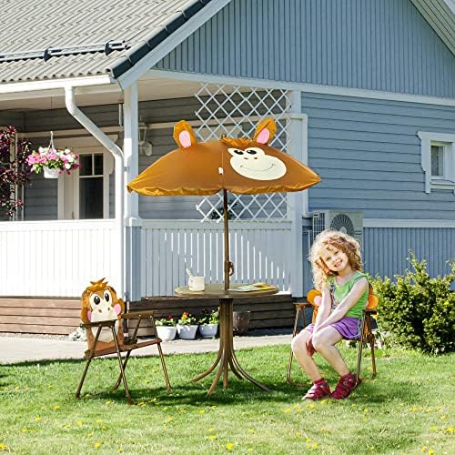 Zestaw stolik i krzesełki dla  – Kids Outdoor Table With Umbrella recenzja i cena