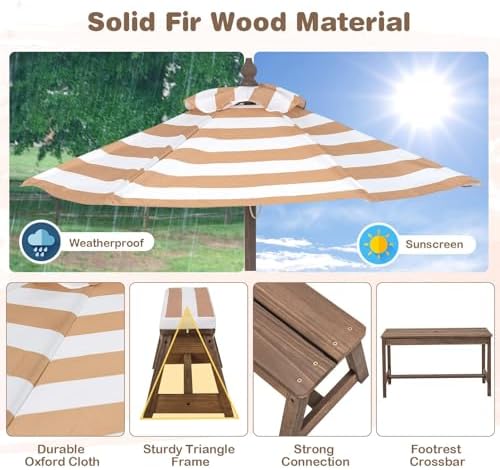Stół piknikowy dla dzieci, dre – Kids Outdoor Table With Umbrella recenzja i cena