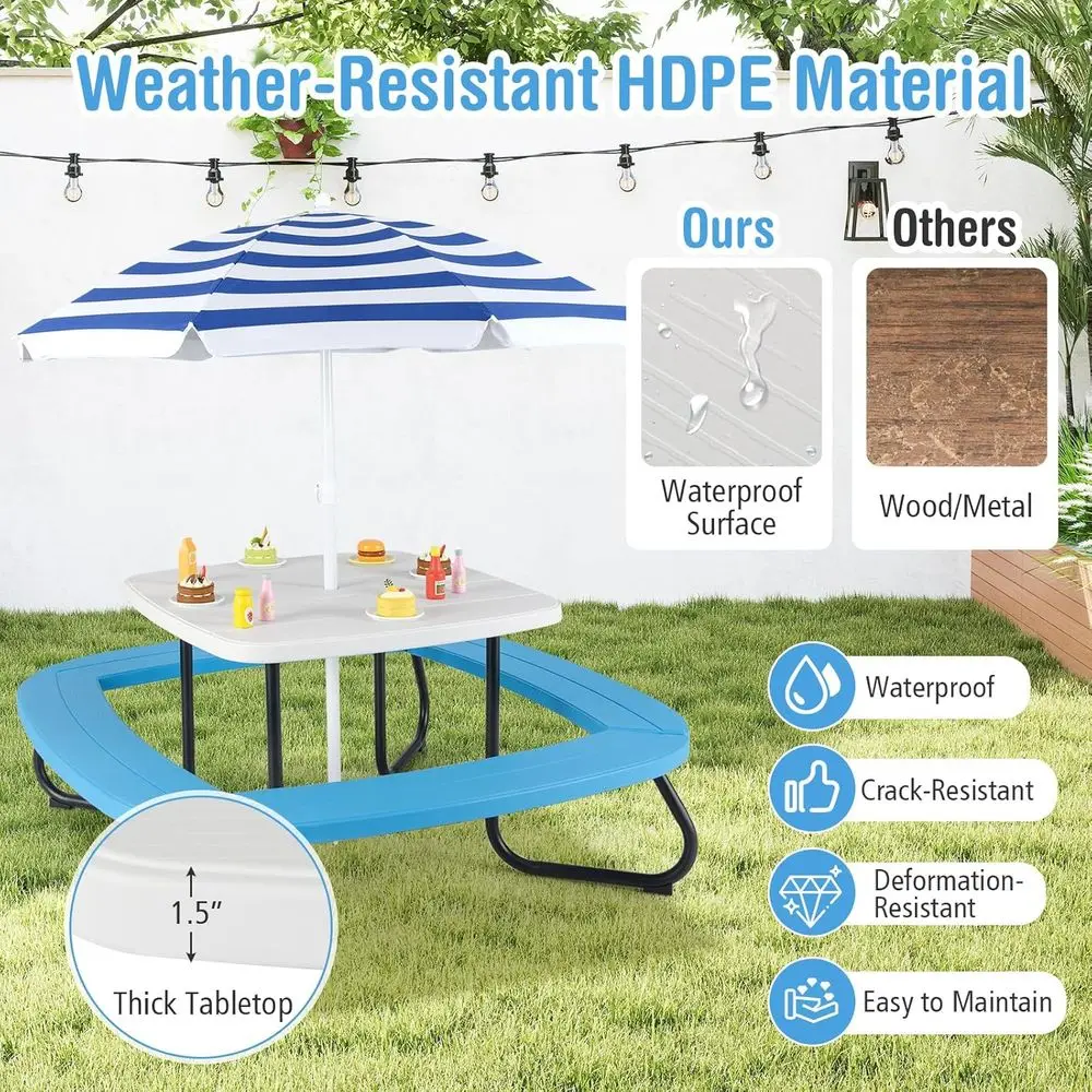 Stół piknikowy dla 8 osób z pa – Kids Outdoor Table With Umbrella recenzja i cena