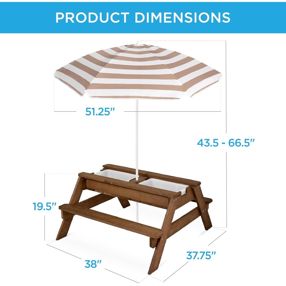 Stół piknikowy dla dzieci z pa – Kids Outdoor Table With Umbrella recenzja i cena