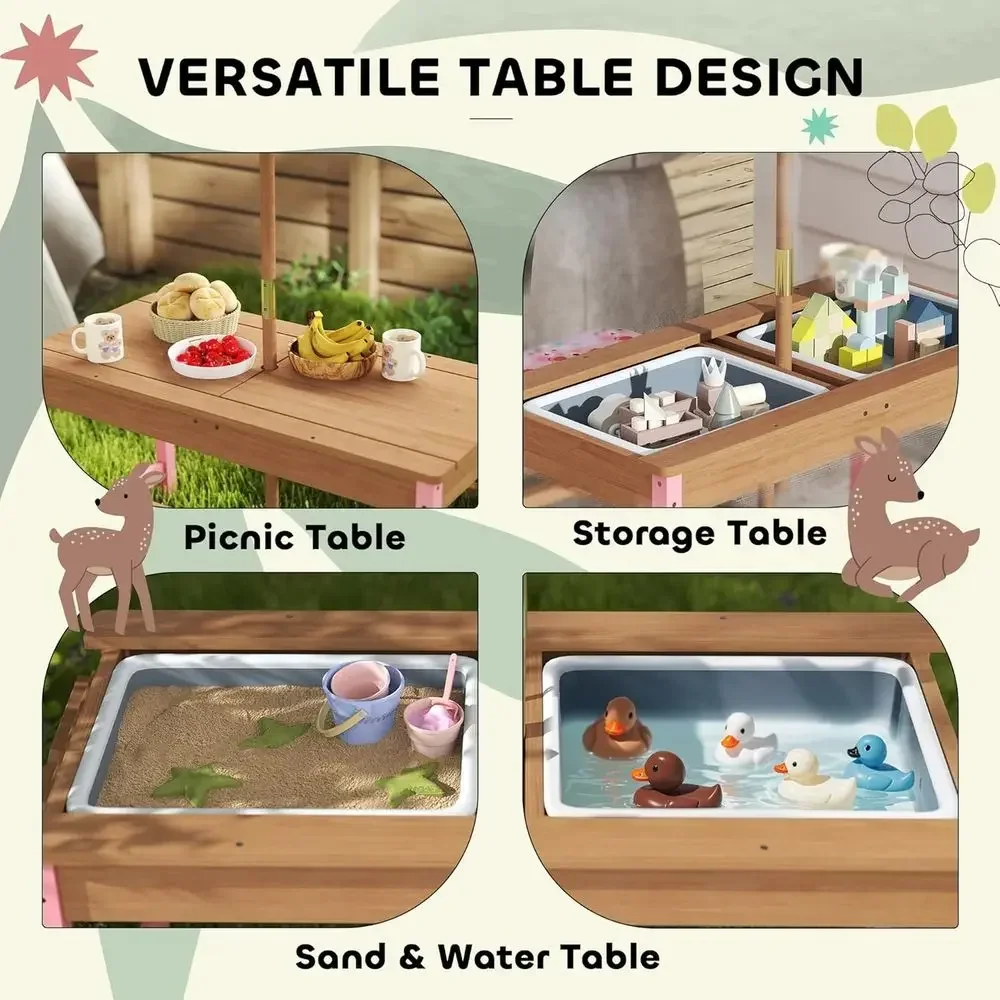 Drewniany zestaw stołków pikni – Kids Outdoor Table With Umbrella recenzja i cena