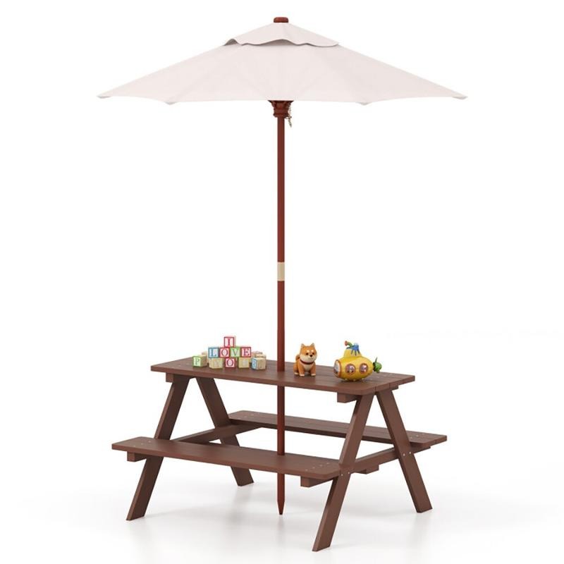 Zestaw piknikowy dla dzieci na – Kids Outdoor Table With Umbrella recenzja i cena