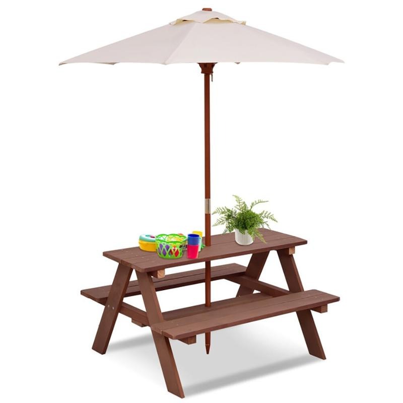 Zestaw piknikowy dla dzieci na – Kids Outdoor Table With Umbrella recenzja i cena