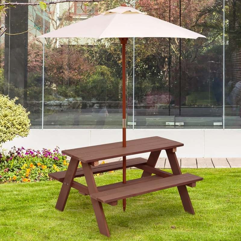 Zestaw piknikowy dla dzieci na – Kids Outdoor Table With Umbrella recenzja i cena