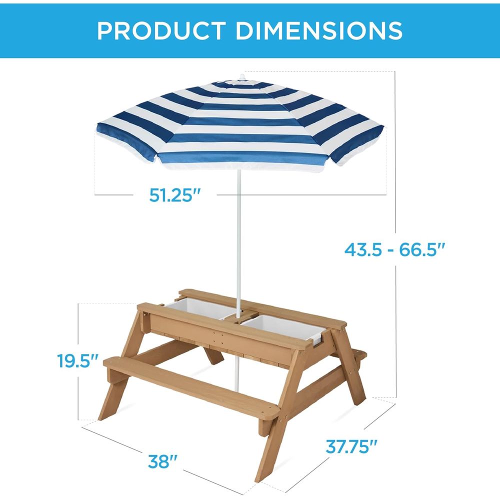 Stolik piknikowy dla dzieci z  – Kids Outdoor Table With Umbrella recenzja i cena